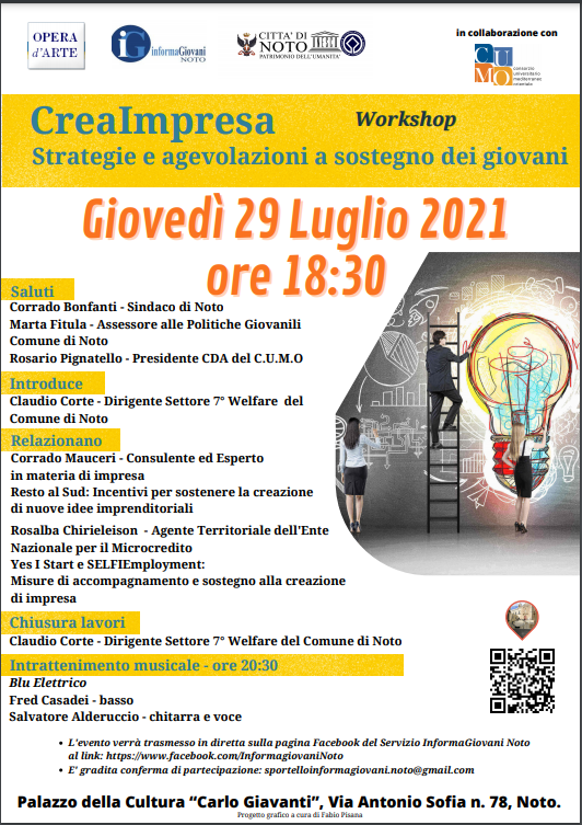 "Strategia e agevolazioni a sostegno dei giovani", giovedì workshop al Cumo 