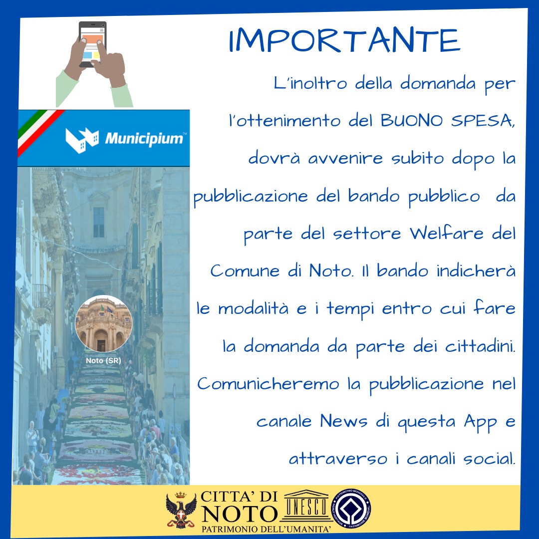 Buoni spesa: la domanda va inoltrata solo la pubblicazione del bando