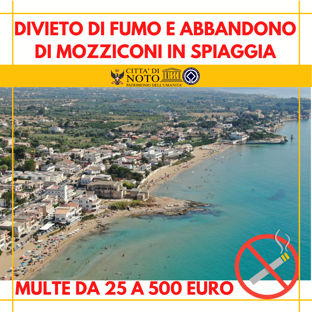 Divieto di fumo e abbandono dei mozziconi in spiaggia. Si rischiano multe fino a 500 euro