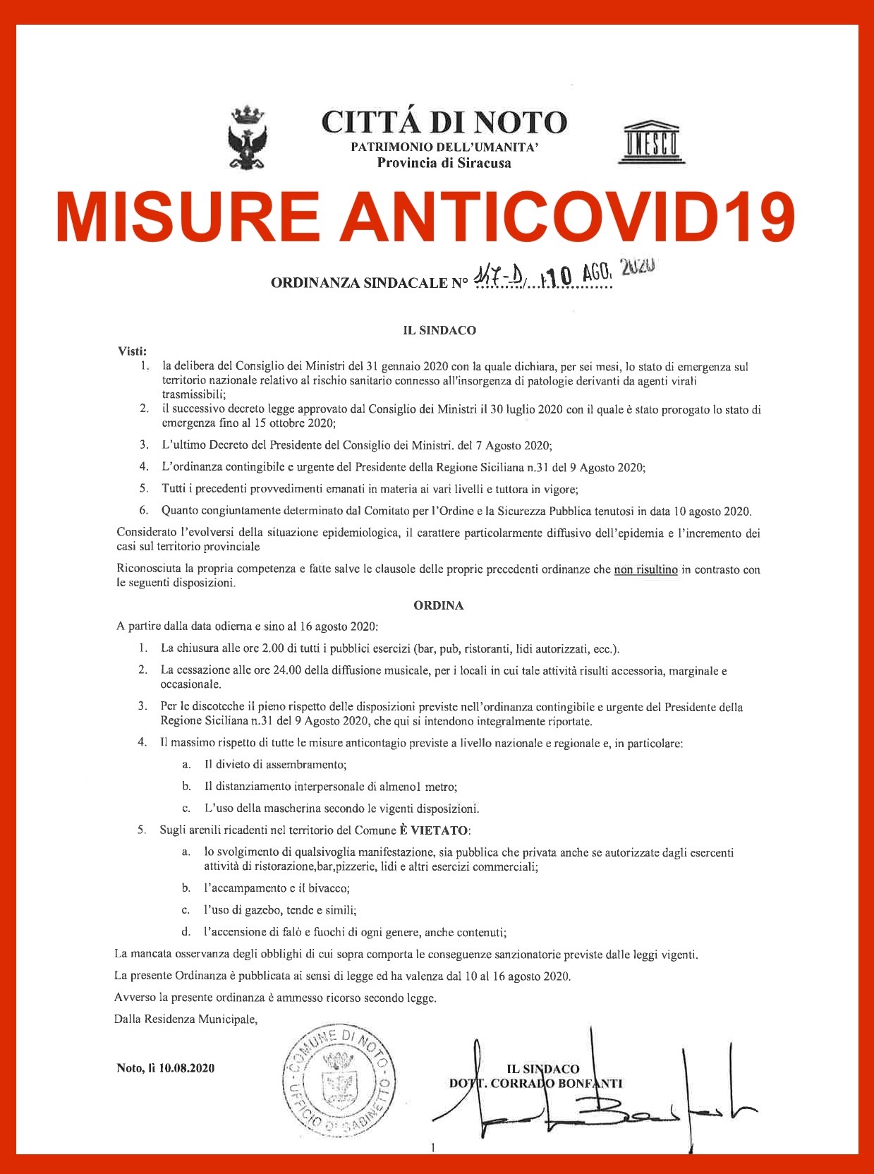 Misure anticovid: fino al 16 agosto vietate le manifestazioni in spiaggia, i locali chiuderanno alle 2