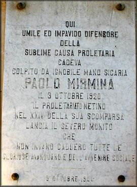 Piazza 3 Ottobre 1920 diventa Paolo Mirmina, il ricordo di Noto a cent'anni dall'omicidio del sindacalista 