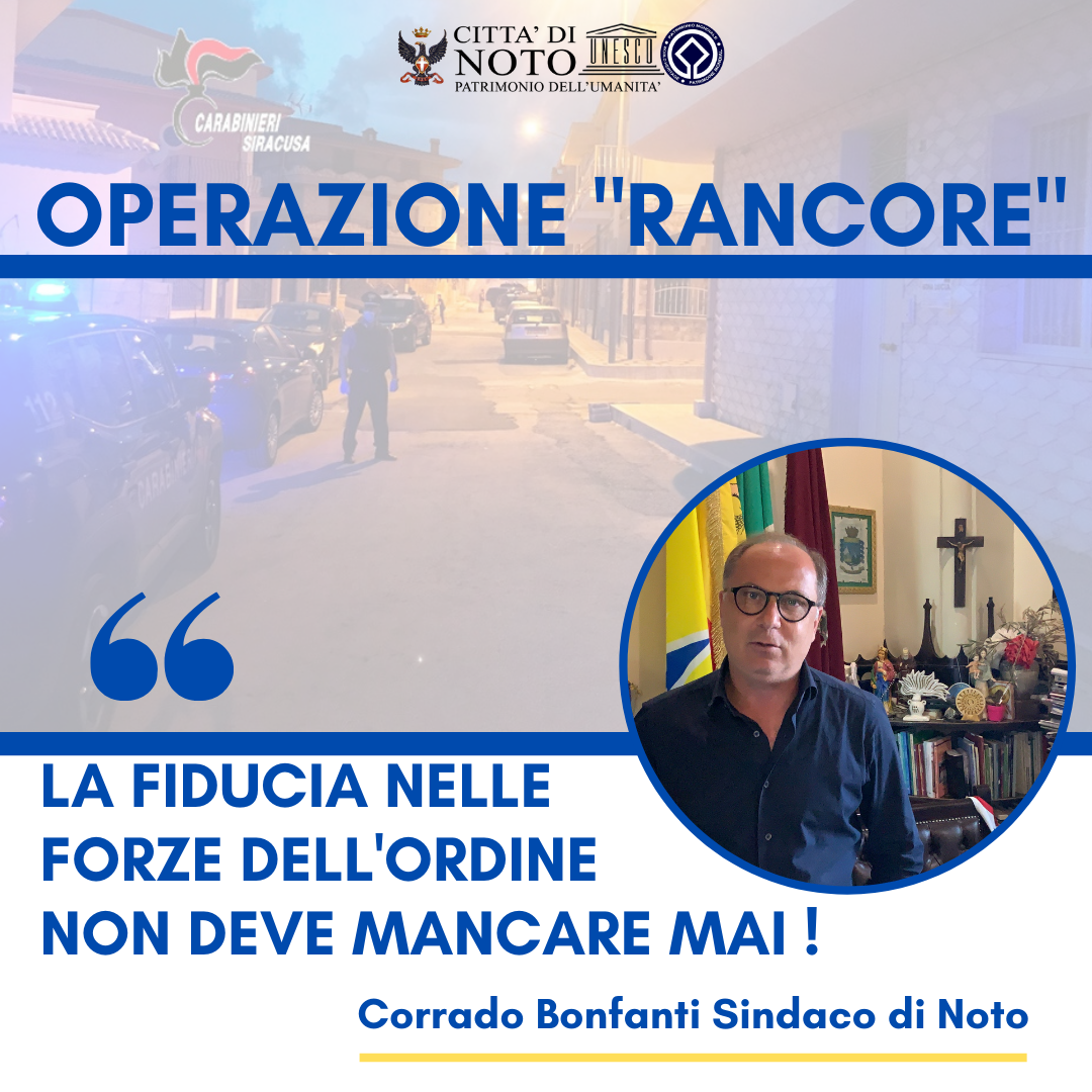 Il sindaco Bonfanti dopo l'operazione "Rancore": "Mai perdere la fiducia nelle Forze dell'Ordine"