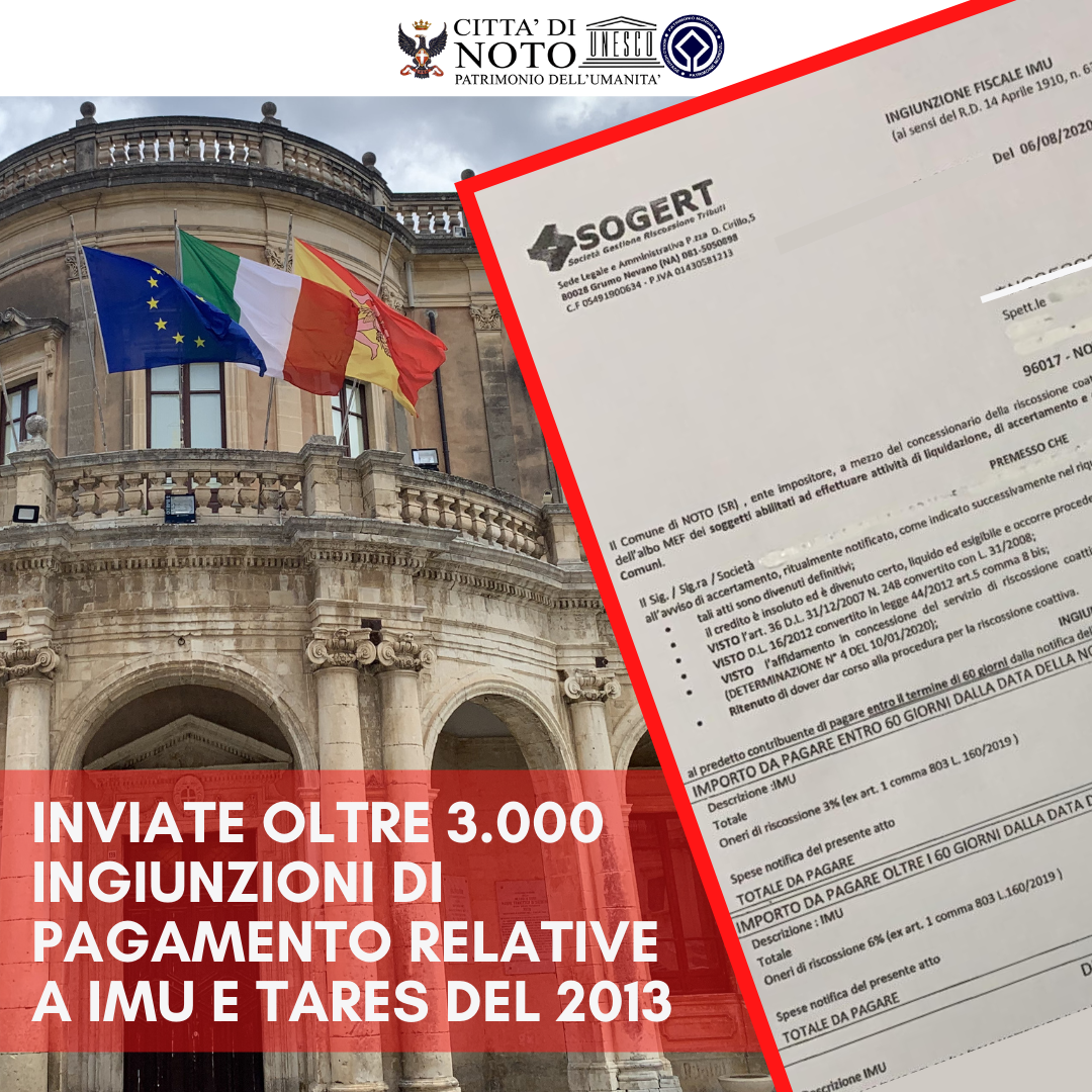 Imu e Tares 2013, inviate oltre 3mila ingiunzioni di pagamento