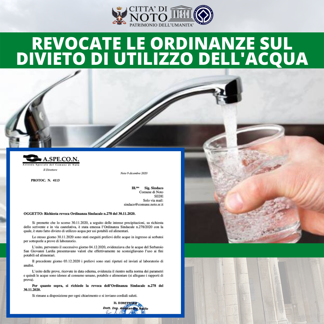 L'acqua erogata dai serbatoi comunali torna utilizzabile a scopi umani
