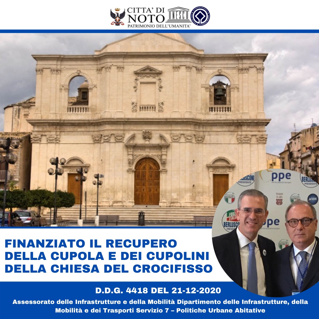800 mila euro per il recupero della cupola e dei cupolini della Chiesa del Ss. Crocifisso 