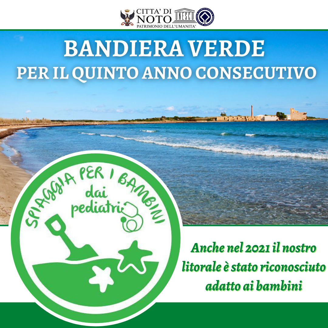 Le spiagge di Noto sono a misura di bambino, anche nel 2021 sventolerà la Bandiera Verde