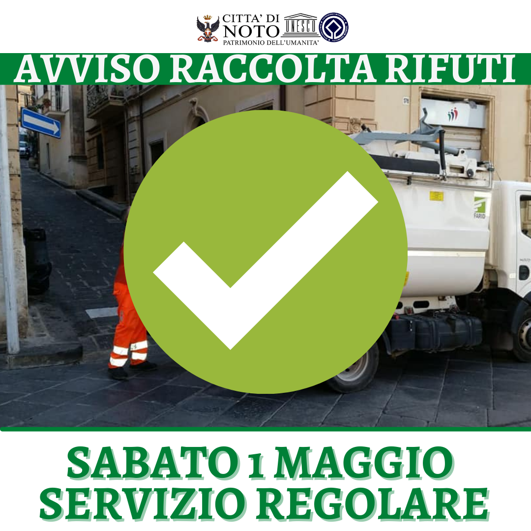 IMPORTANTE: sabato 1 maggio raccolta rifiuti regolare 