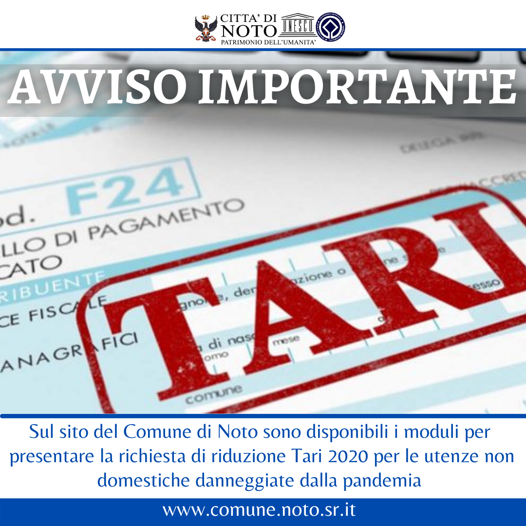 AVVISO IMPORTANTE: i documenti per la riduzione della Tari 2020 per le utenze non domestiche danneggiate dal Covid-19