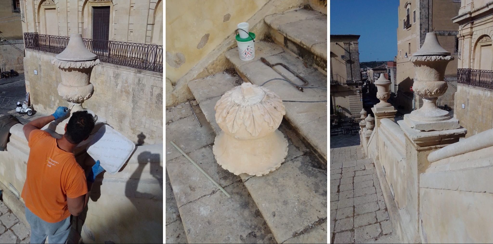 Ripristinato il vaso della scalinata dell'Immacolata danneggiato dai vandali